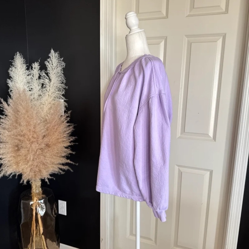 Aerie Easy Street Sweatshirt Lavender V-Neck Oversized Size Small - Picture 7 of 12